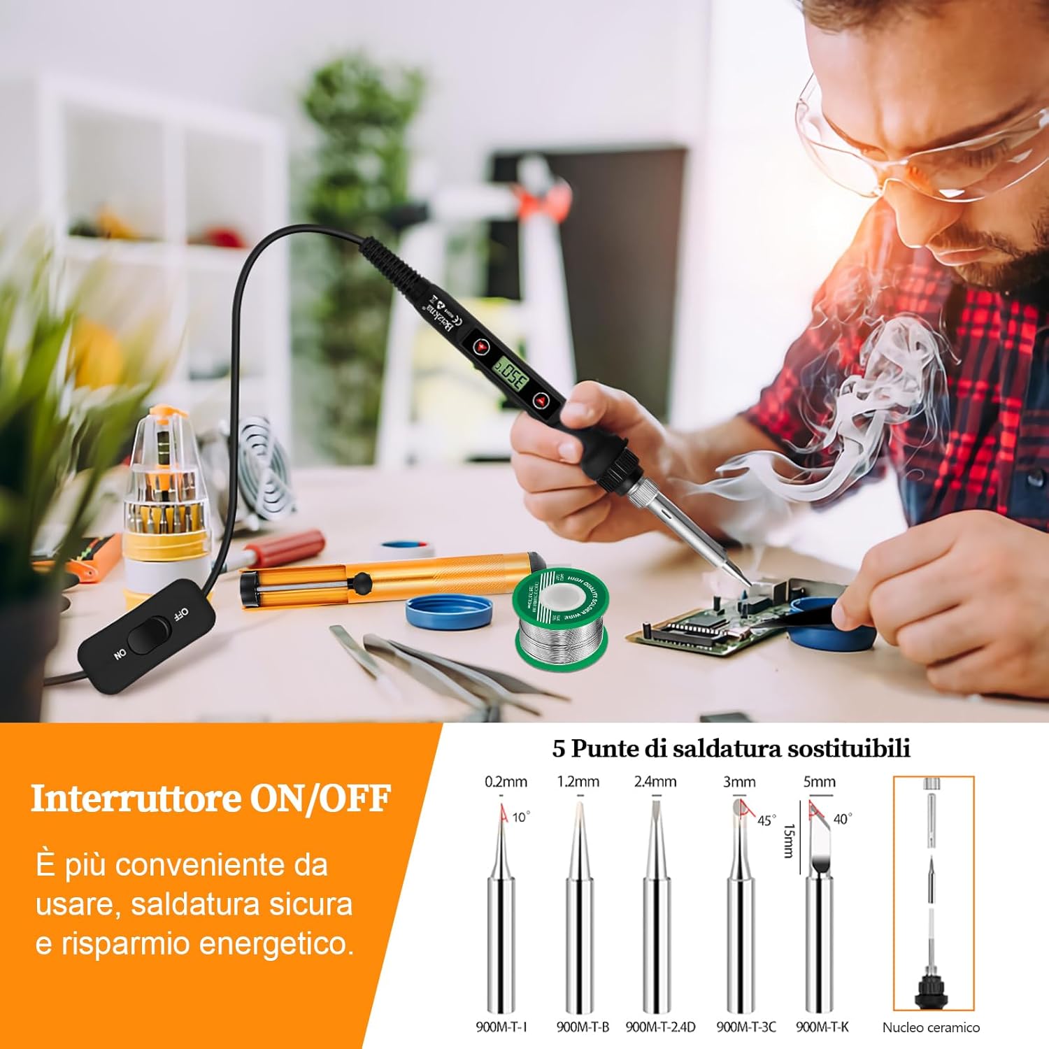 Saldatore a Stagno Kit 80W LCD Temperatura Regolabile - immagine 5