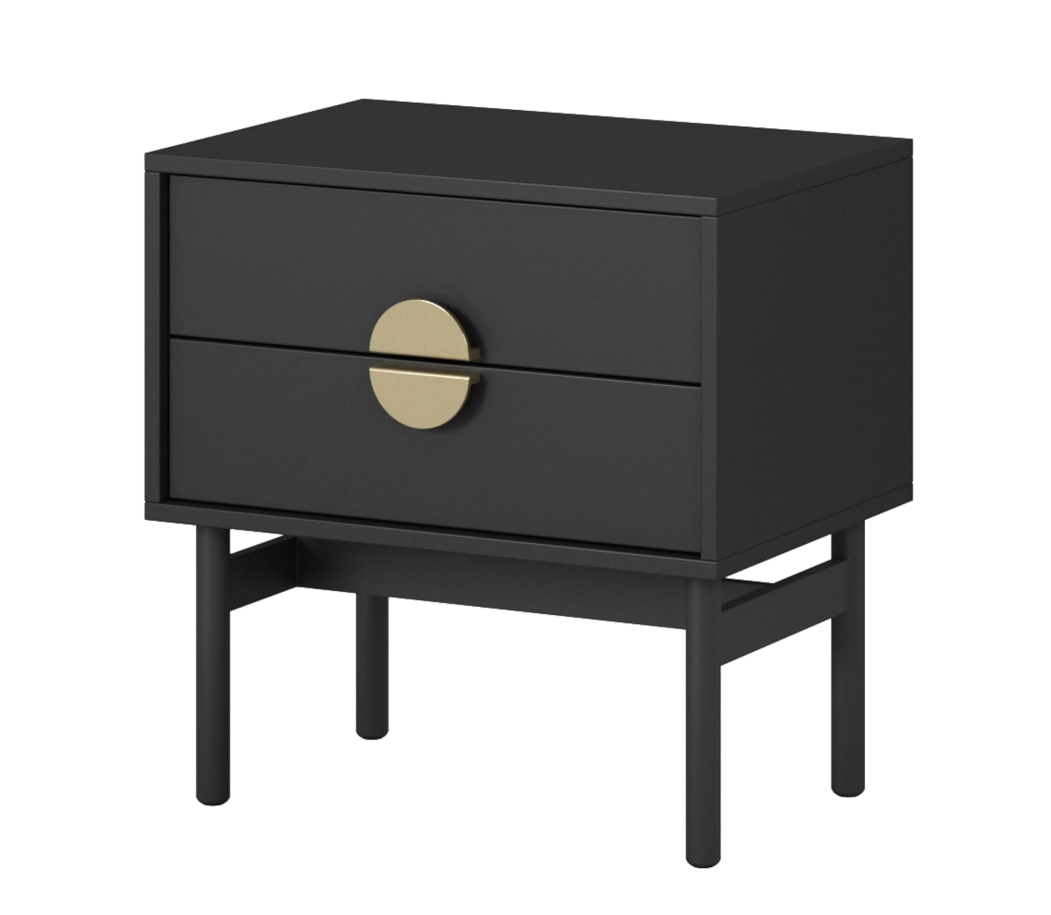 Selsey Mobiletto Comodino 2 Cassetti con Telaio Acciaio Nero