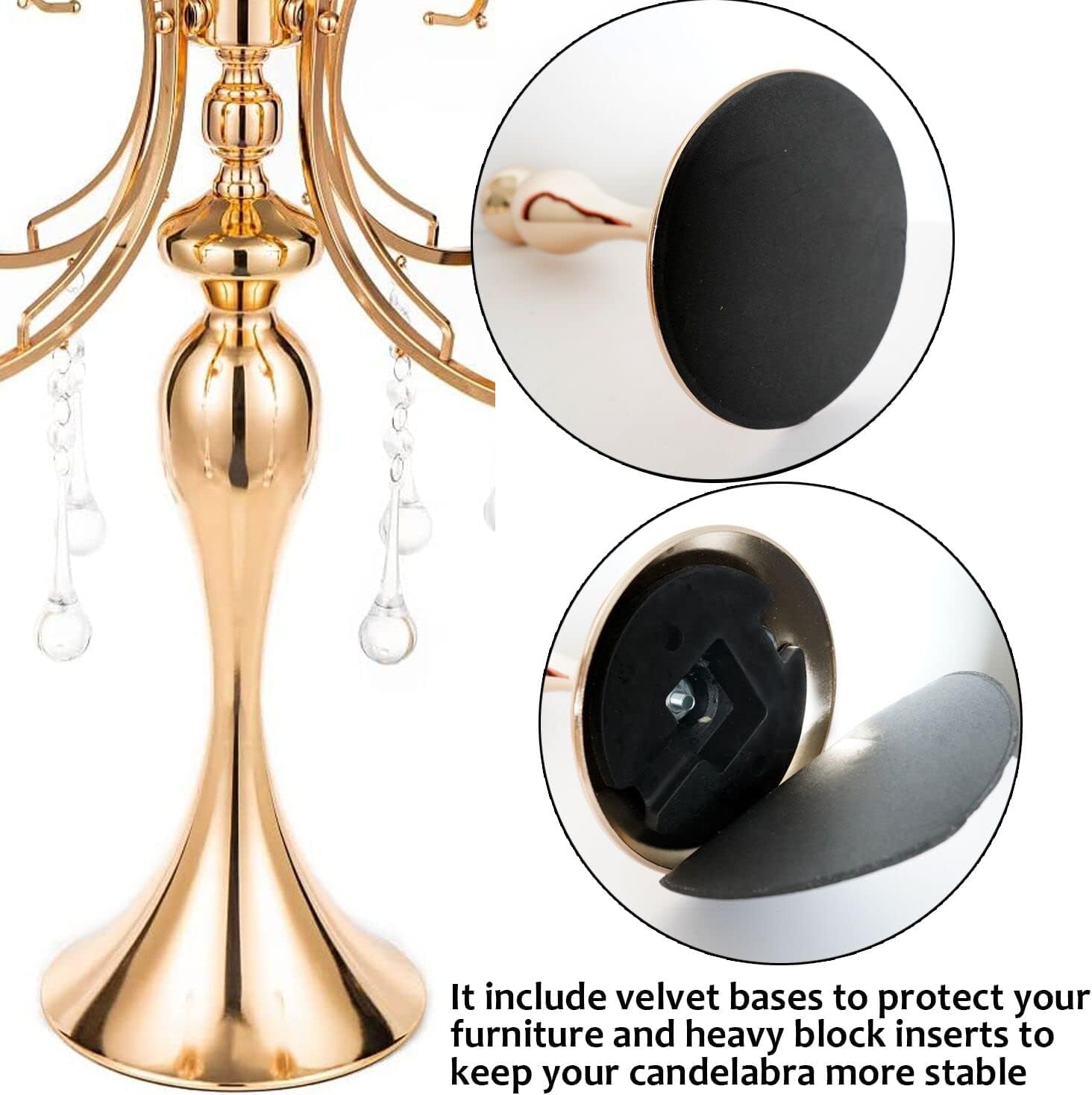 Portacandele a 5 Bracci in Cristallo Oro 65cm - immagine 7