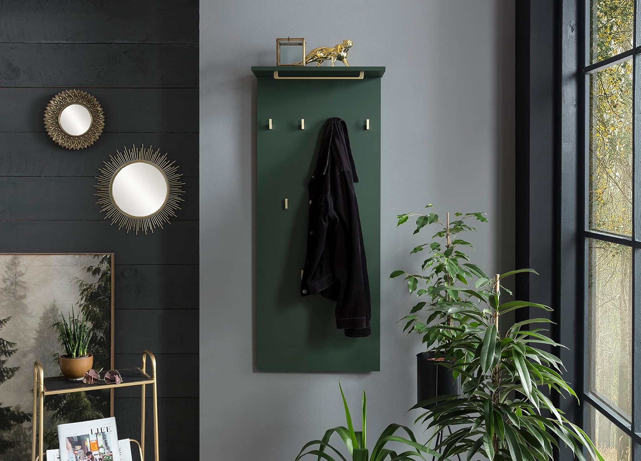 Schildmeyer Pannello con Ganci in Legno, Verde Foresta/Oro