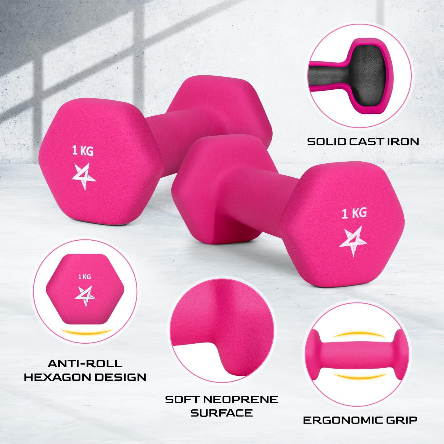 Yes4all Set Manubri Palestra in Neoprene Esagonale - immagine 3