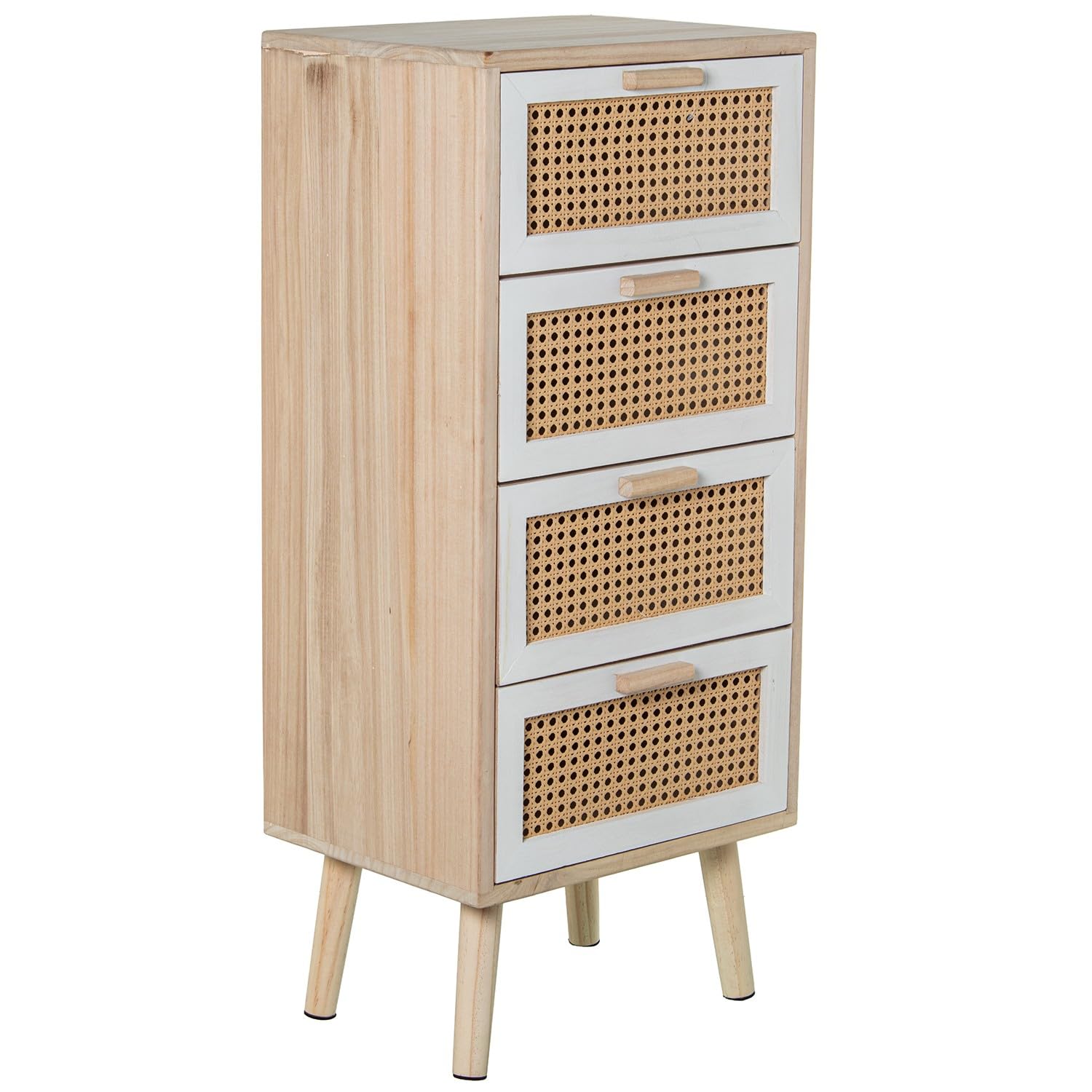 DRW cassettiera, Legno MDF e Vimini, Naturale, 40x30x91 cm