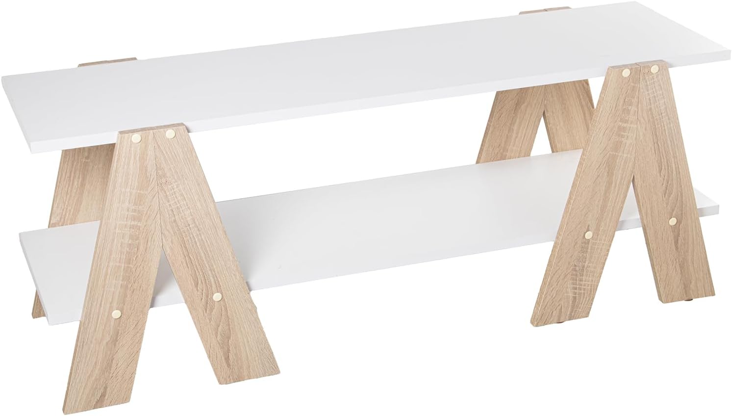 MESA TV MADERA BLANCO con Piedini Rovere 120x38x46cm
