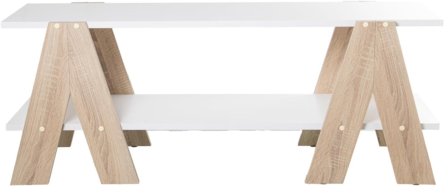 MESA TV MADERA BLANCO con Piedini Rovere 120x38x46cm - immagine 2