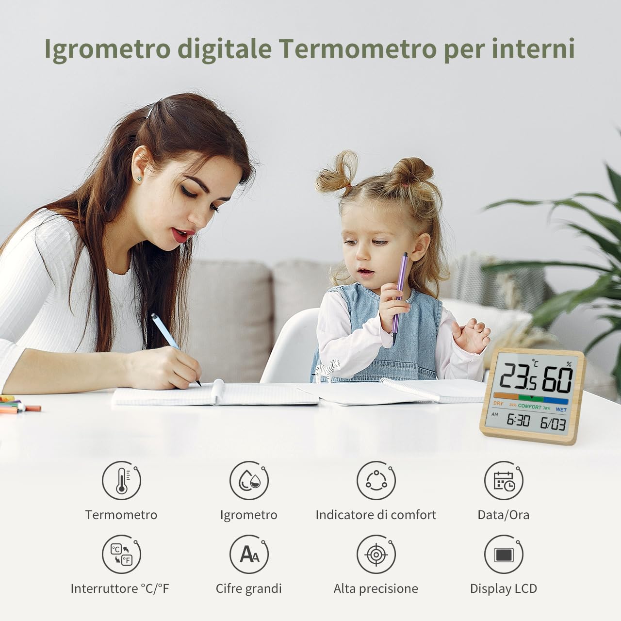 Noklead Igrometro Termometro Digitale per Interni - immagine 2
