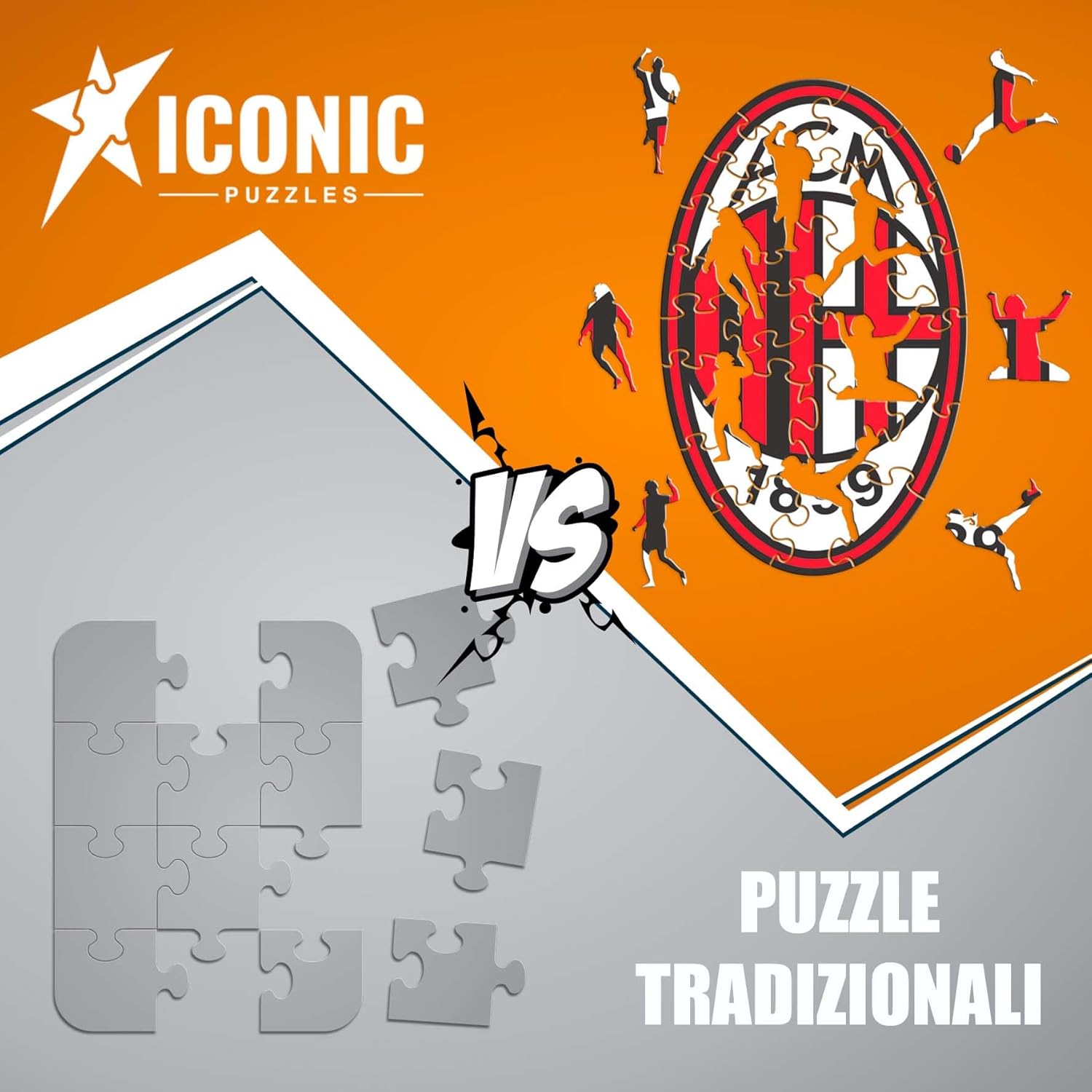 Iconic Puzzles - Puzzle in Legno Milan Logo 500 Pezzi - immagine 3