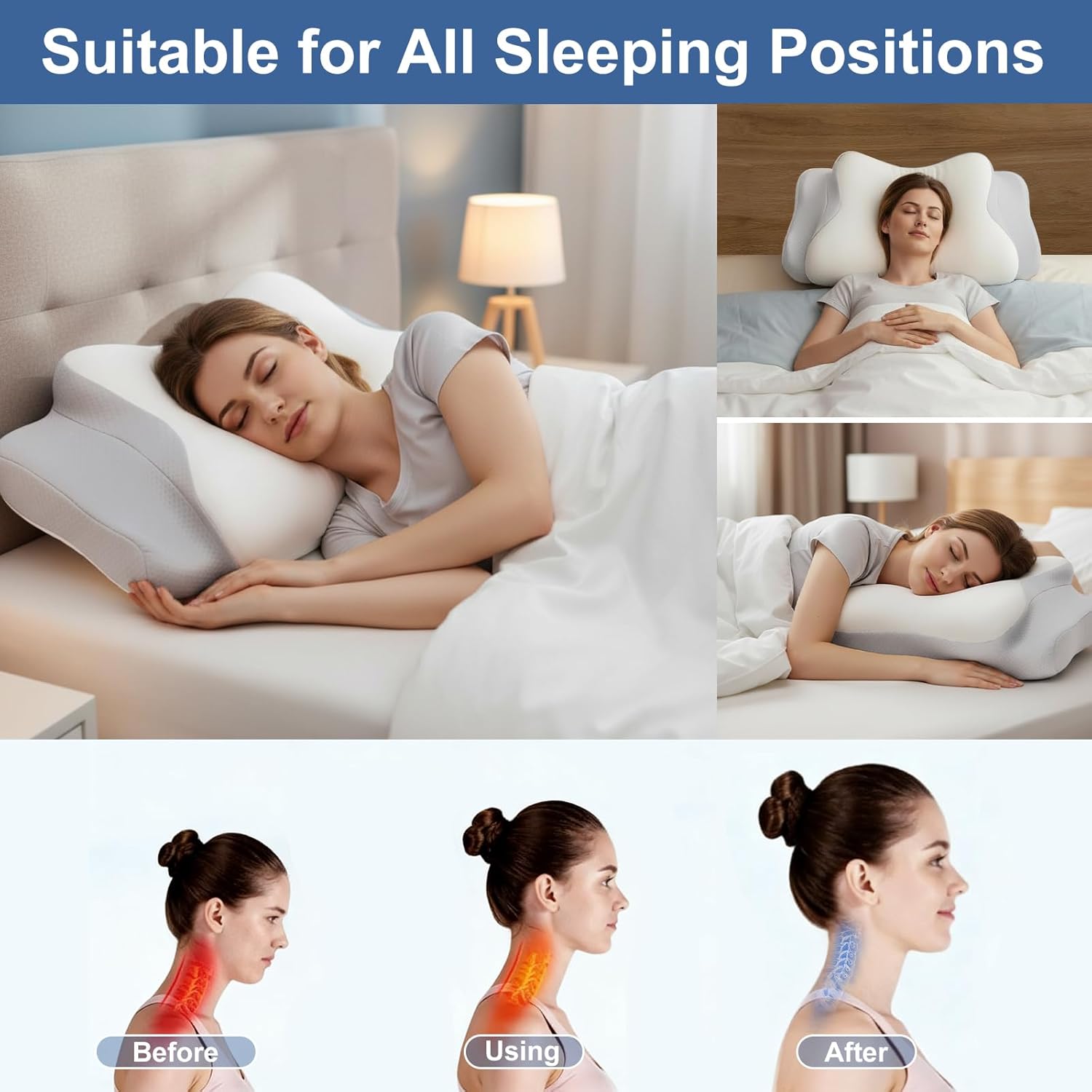 Romon Cuscino Cervicale Ergonomico in Memory Foam - immagine 6