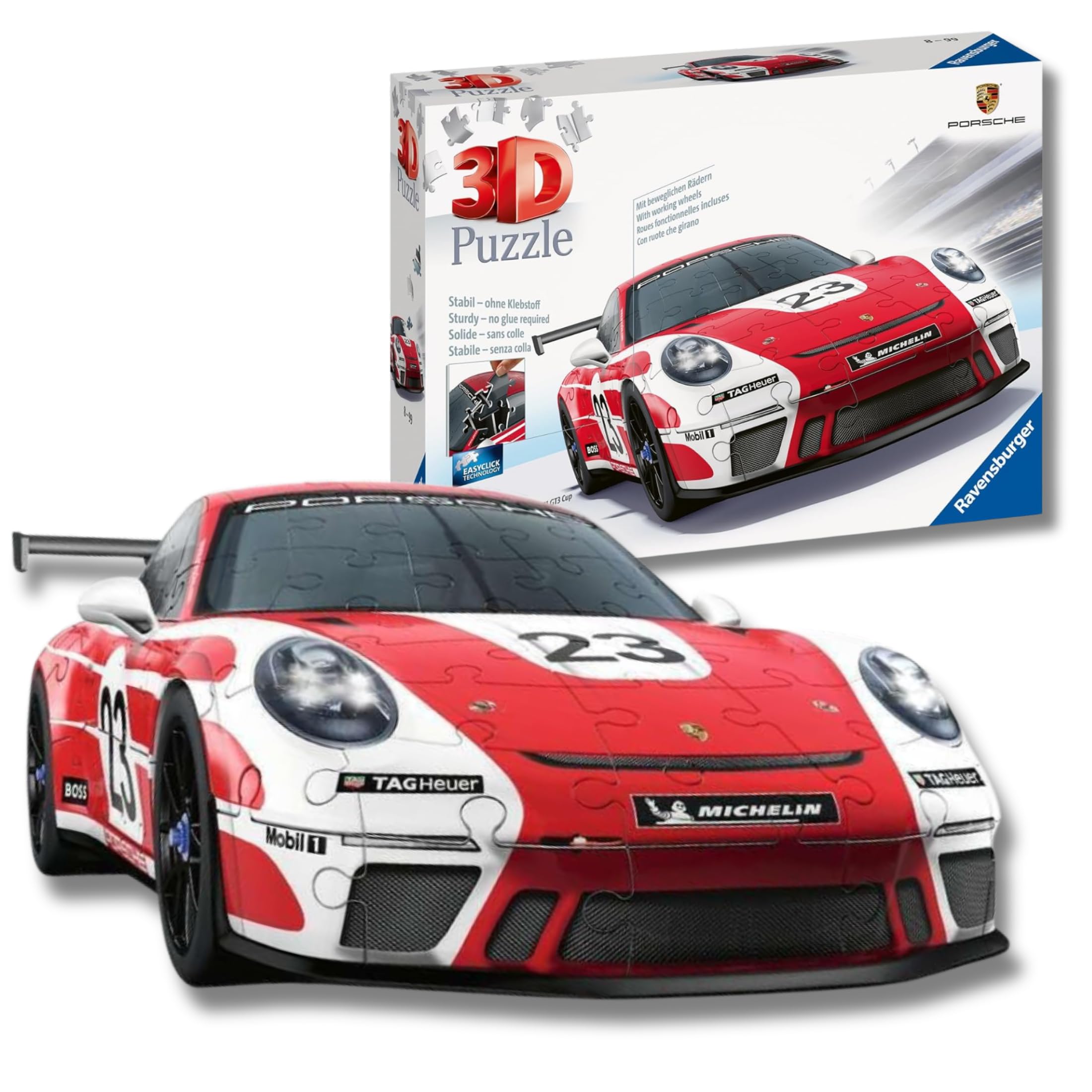 Puzzle 3D Iconics : Porsche 911 GT3 Cup Salzburg - Ravensburger - Rue des Maquettes Puzzle 3D Iconics : Porsche 911 GT3 Cup Salzburg - Ravensburger - Rue des Maquettes
