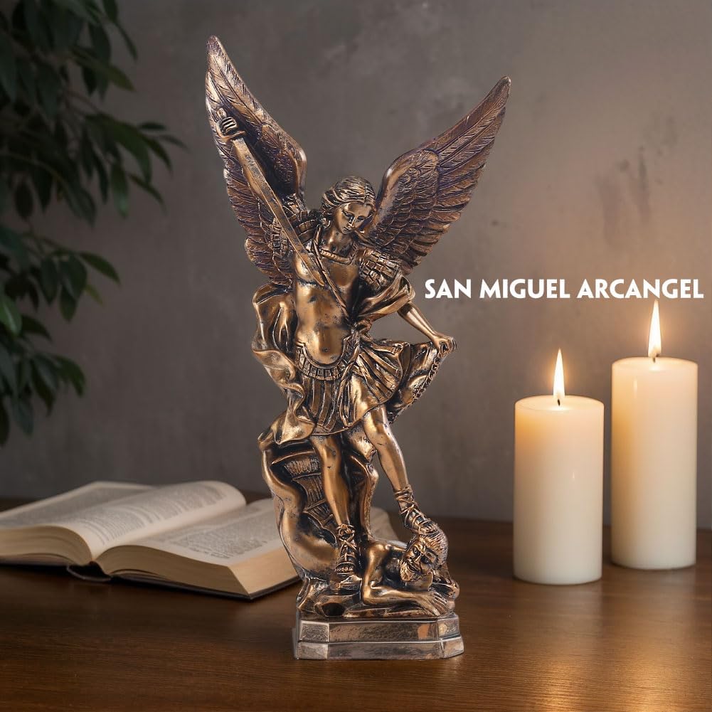 Statua San Michele Arcangelo 12,5 pollici, Resina Bronzata - immagine 4