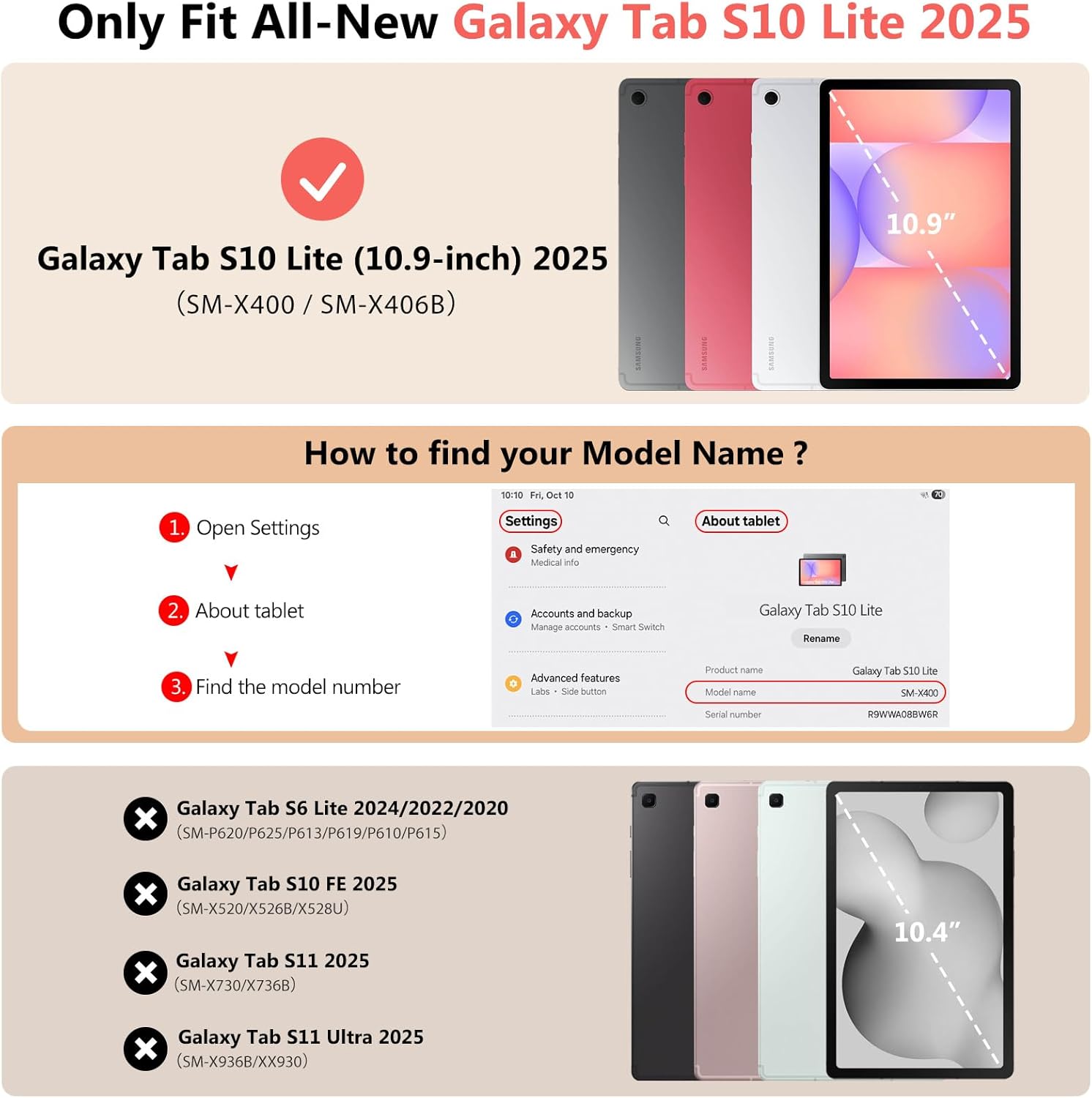 Timovo Custodia per Samsung Galaxy Tab S10 Lite 10.9" 2025, Nero - immagine 2