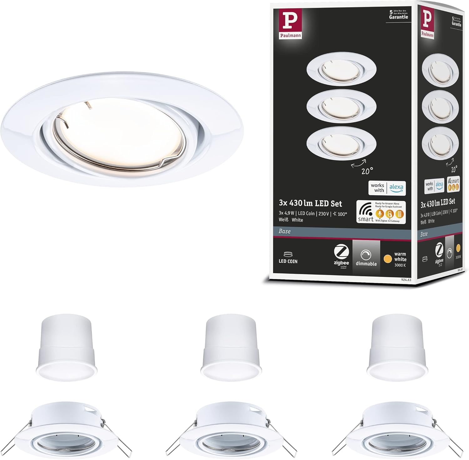 Paulmann 92463 Lampada LED da Incasso Base Smart Home Zigbee - immagine 1