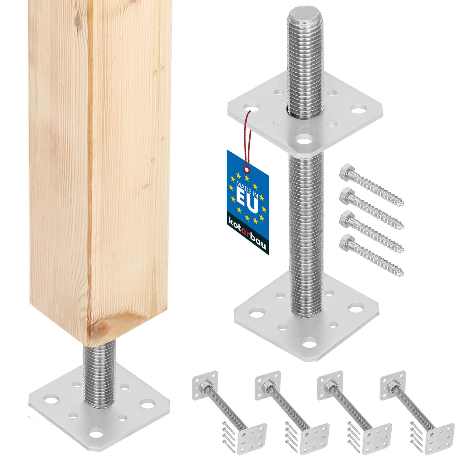 KOTARBAU® Set 4 Supporti per Pali 80x80x250 mm