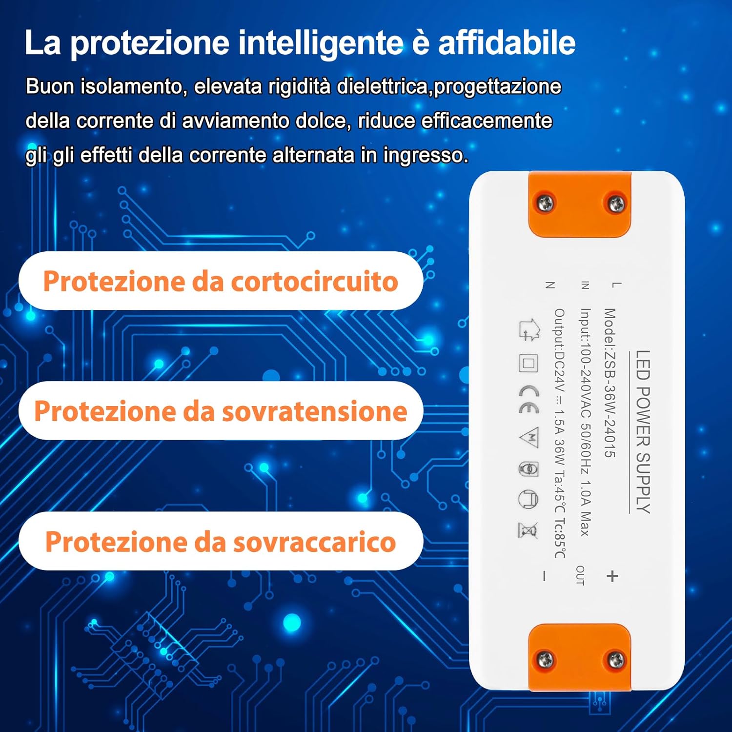 Alimentatore LED 24V 1.5A 36W - immagine 6