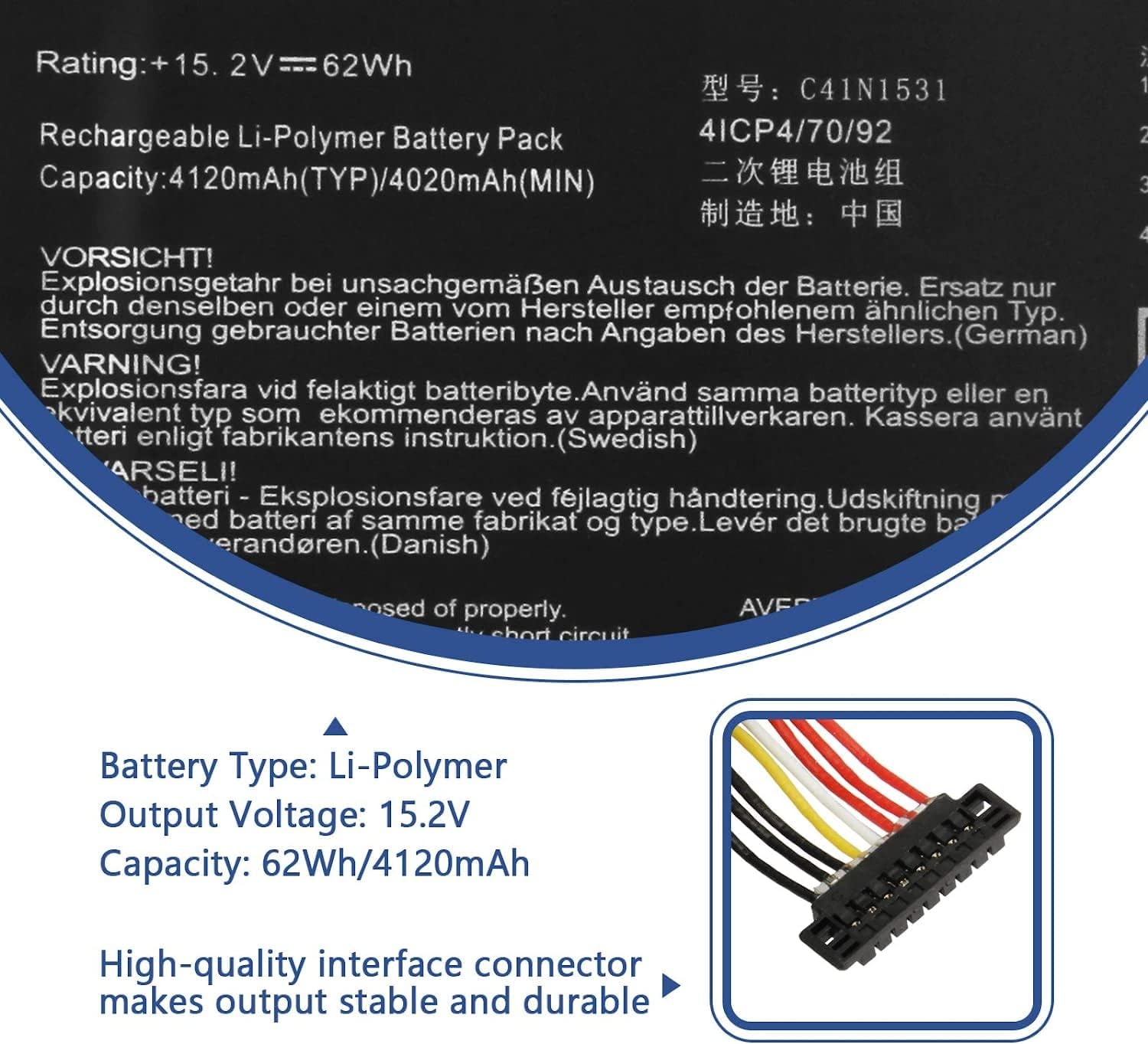 Antiee C41N1531 Batteria Ricambio per ASUS ROG GL502VS - immagine 2