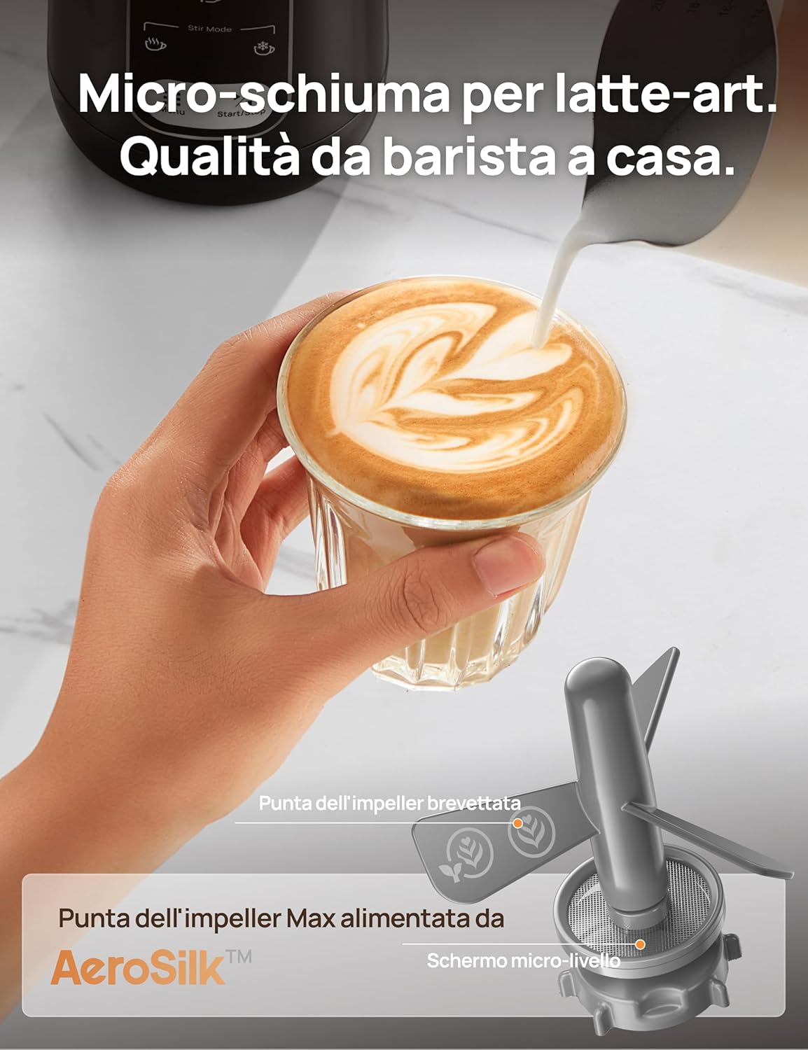 Dreo Montalatte Elettrico 8 in 1 per Caffè Latte Art - immagine 5