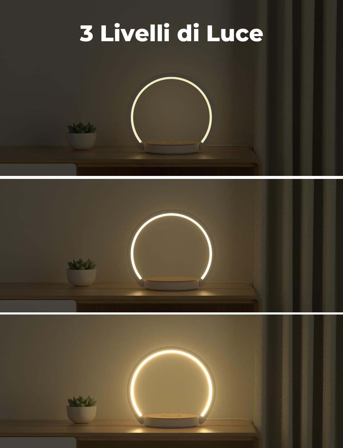 Lampada da Comodino con Caricabatterie Wireless - immagine 3