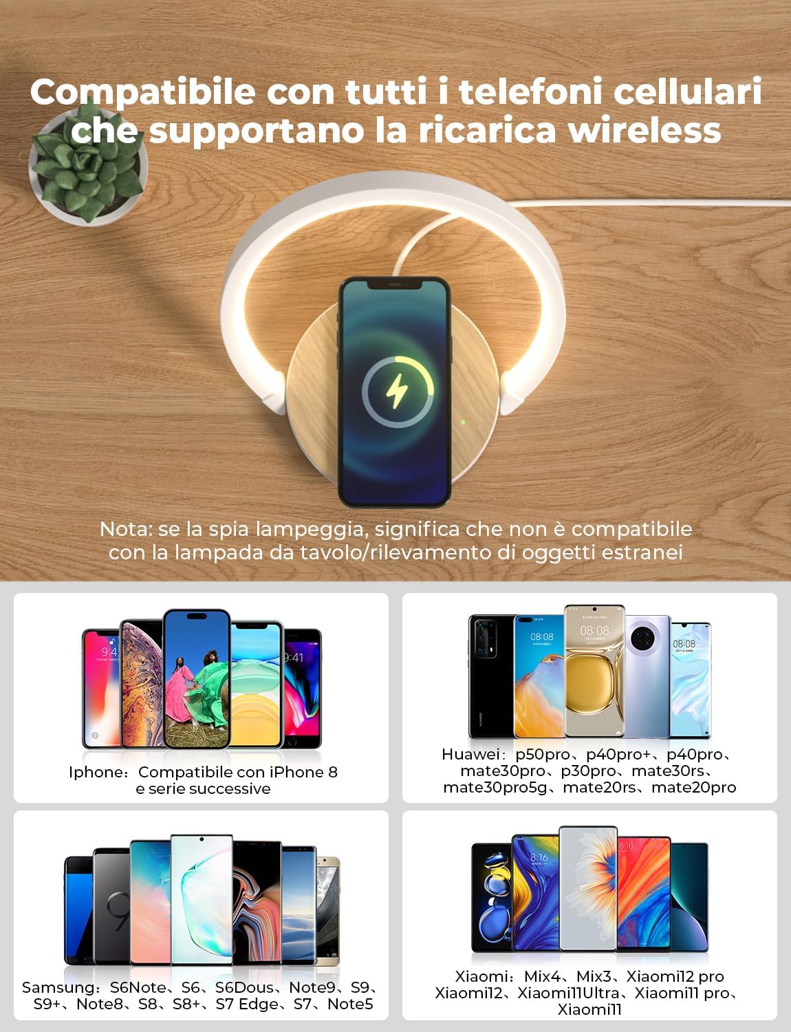 Lampada da Comodino con Caricabatterie Wireless - immagine 5