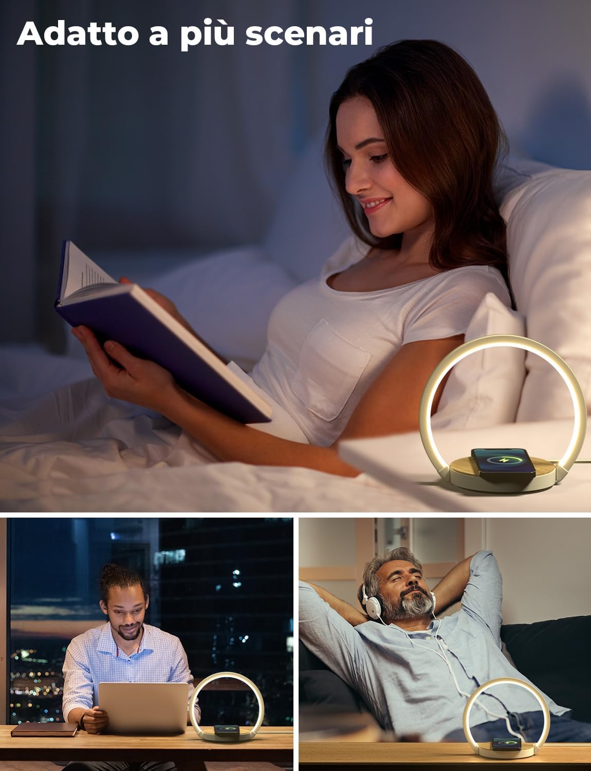 Lampada da Comodino con Caricabatterie Wireless - immagine 8