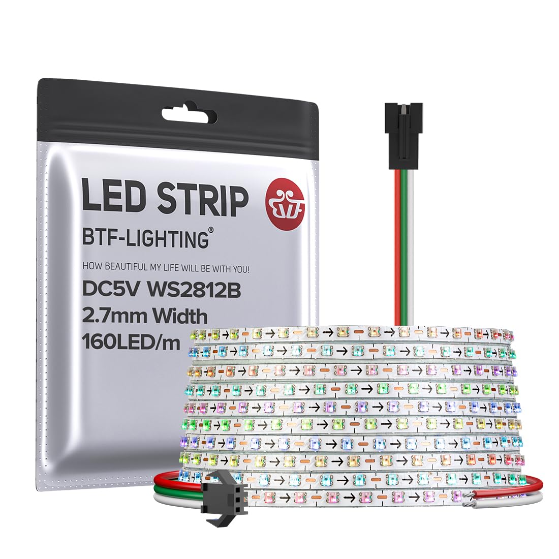Btf-lighting Striscia LED RGB IC Super Stretta 5M