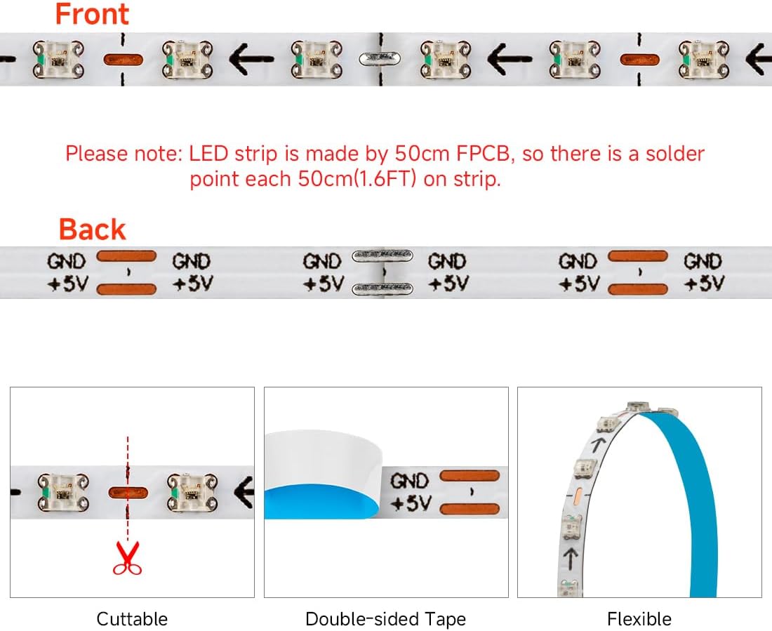 Btf-lighting Striscia LED RGB IC Super Stretta 5M - immagine 2