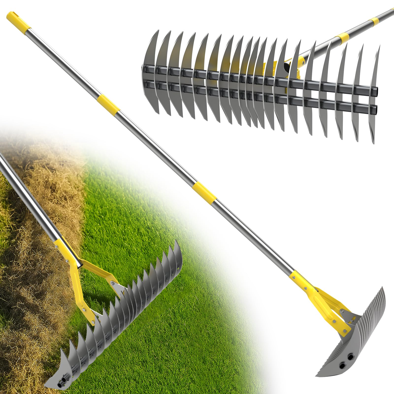 Rastrello Robusto 140cm per Muschio e Feltro, Argento