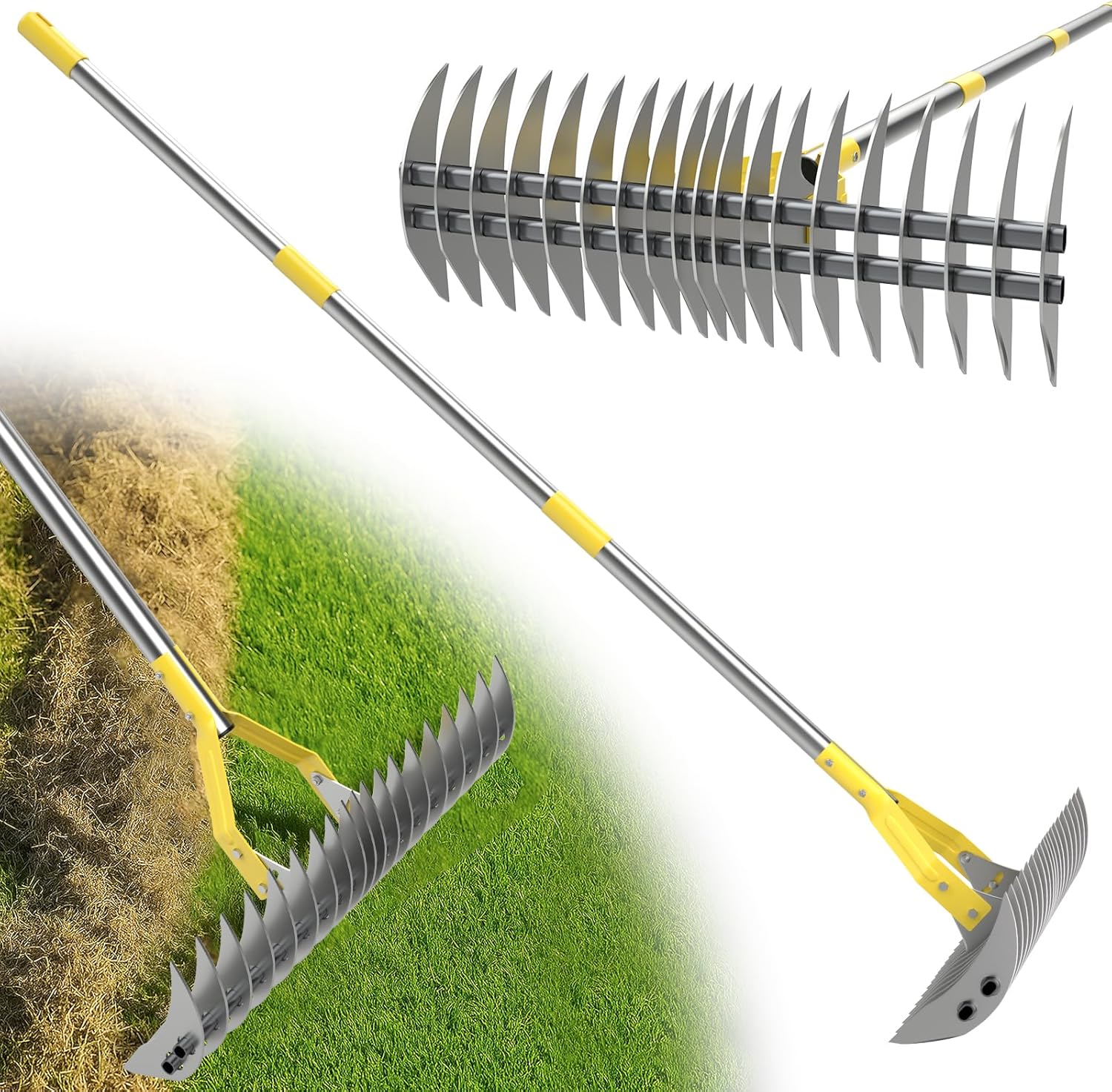 Rastrello Robusto 140cm per Muschio e Feltro, Argento - immagine 1