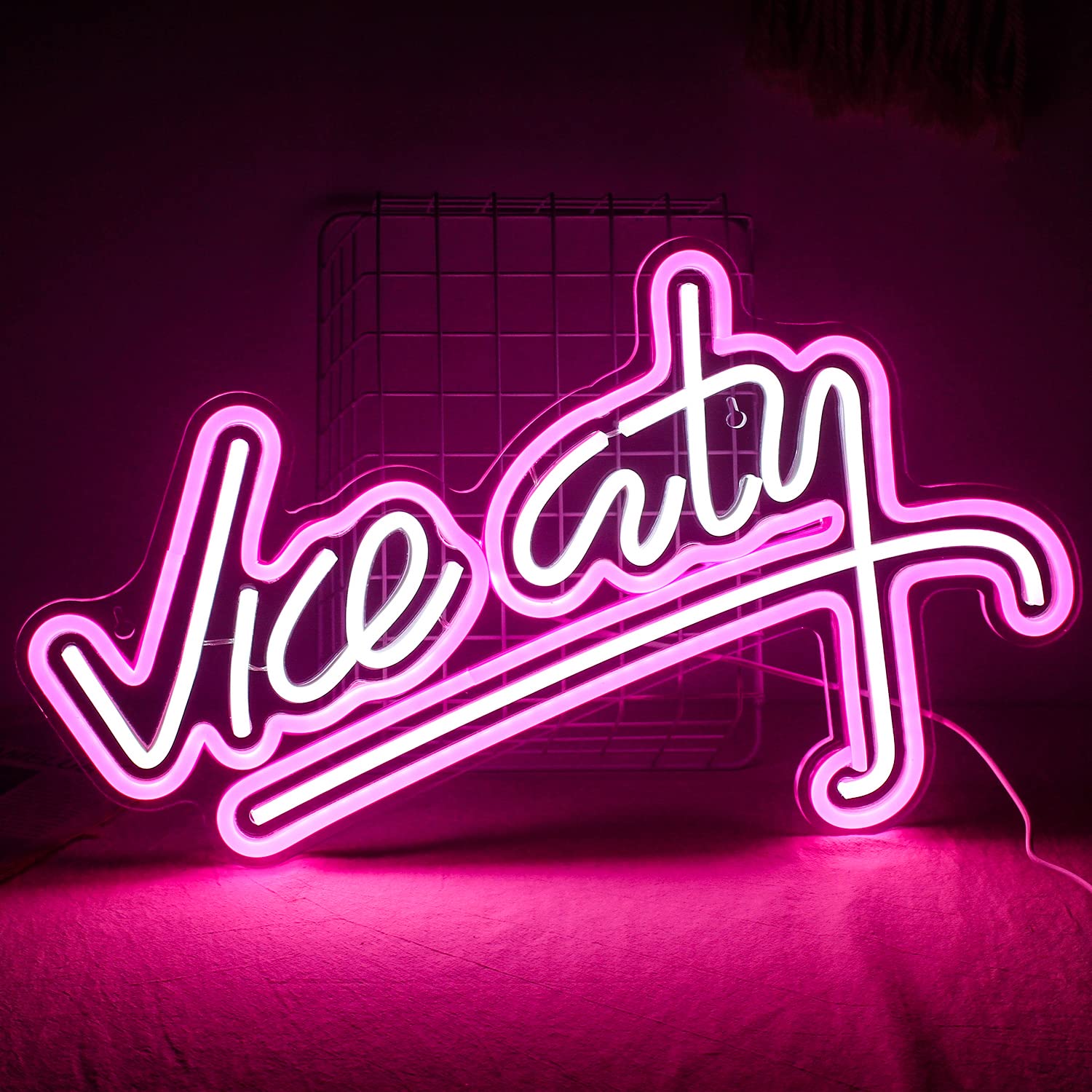 Wanxing Insegna Neon LED Vice City Rosa e Bianco