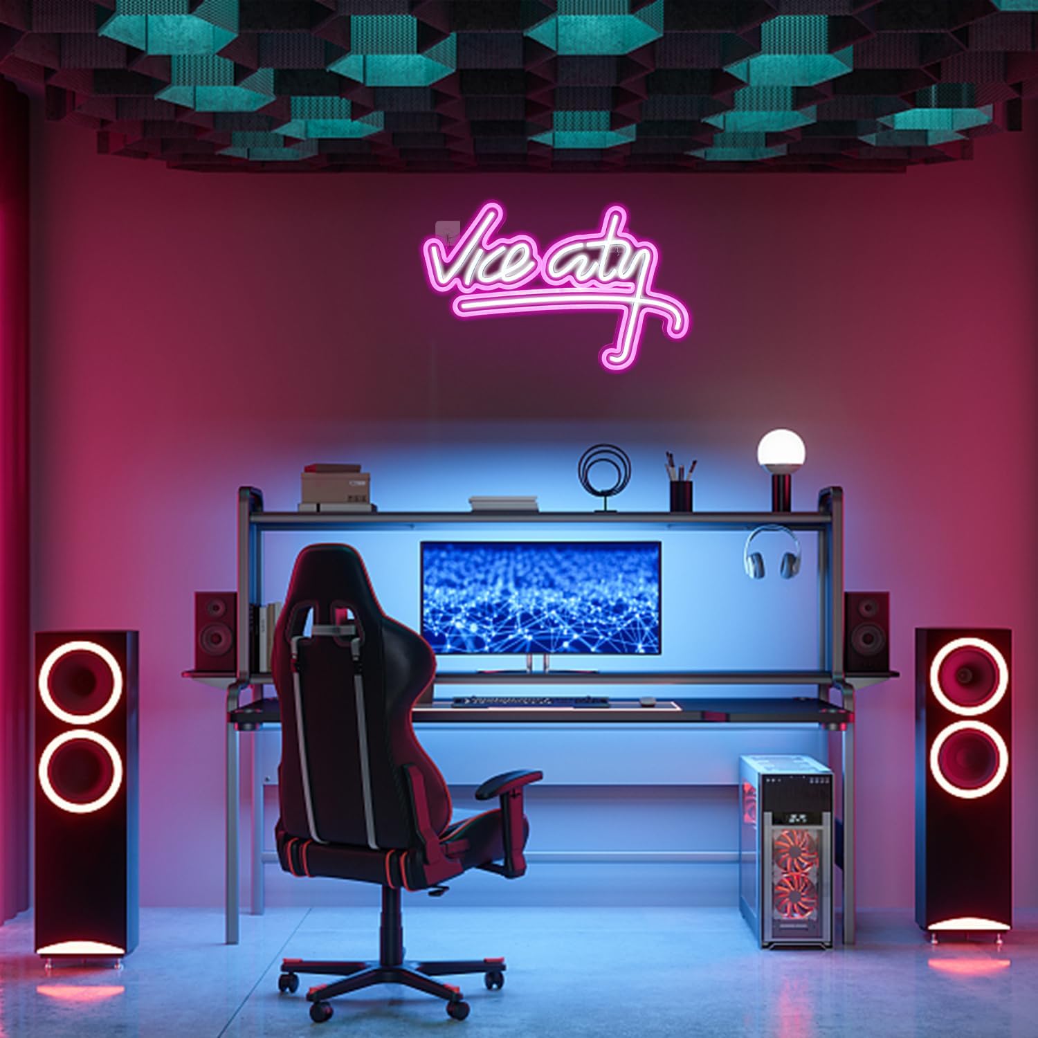 Wanxing Insegna Neon LED Vice City Rosa e Bianco - immagine 6