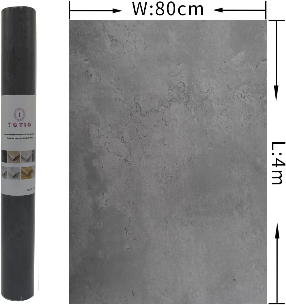 Totio Carta da Parati Autoadesiva Cemento Grigio Scuro 80cm x 4m - immagine 7