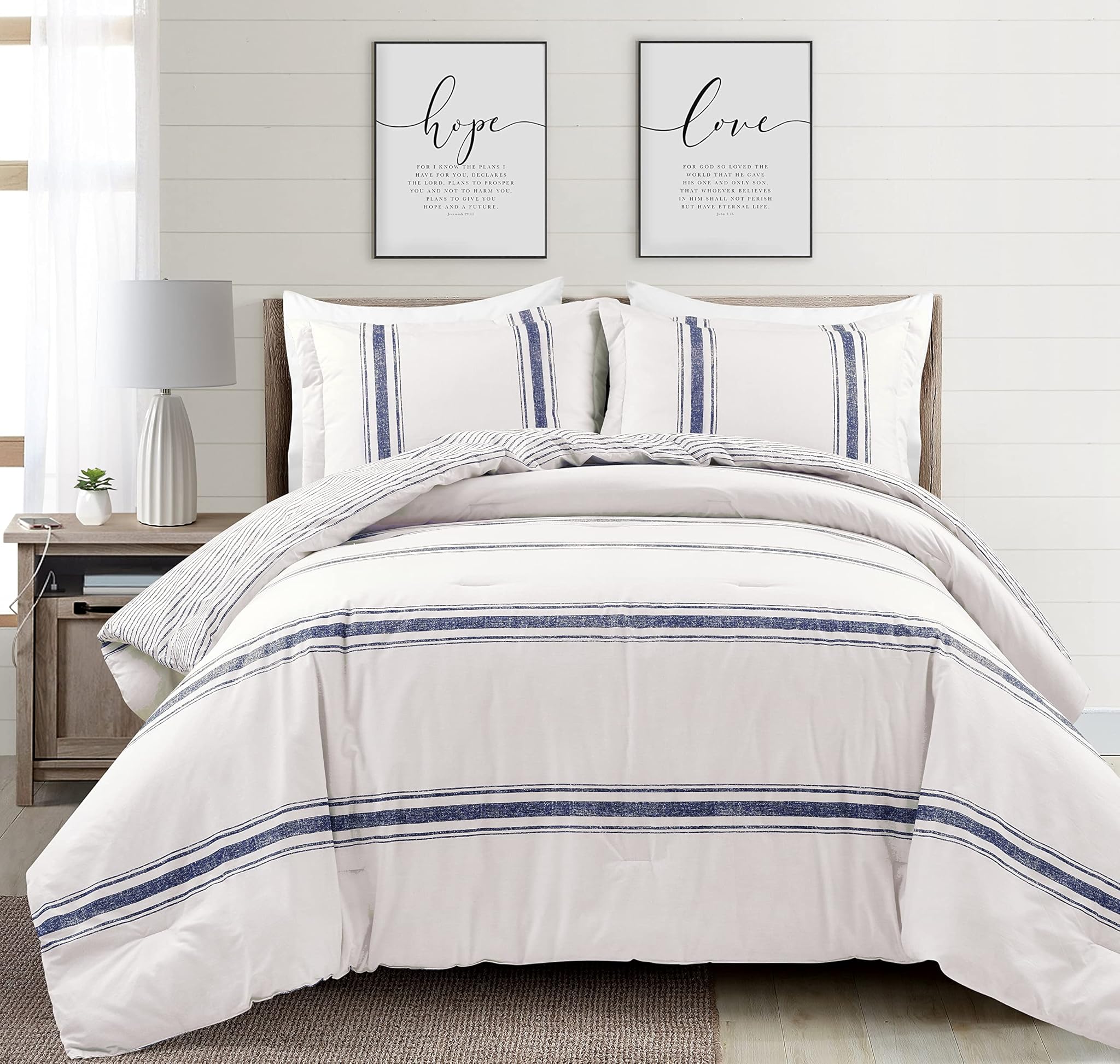Lush Decor Farmhouse Stripe - Set Piumino Reversibile 3pz