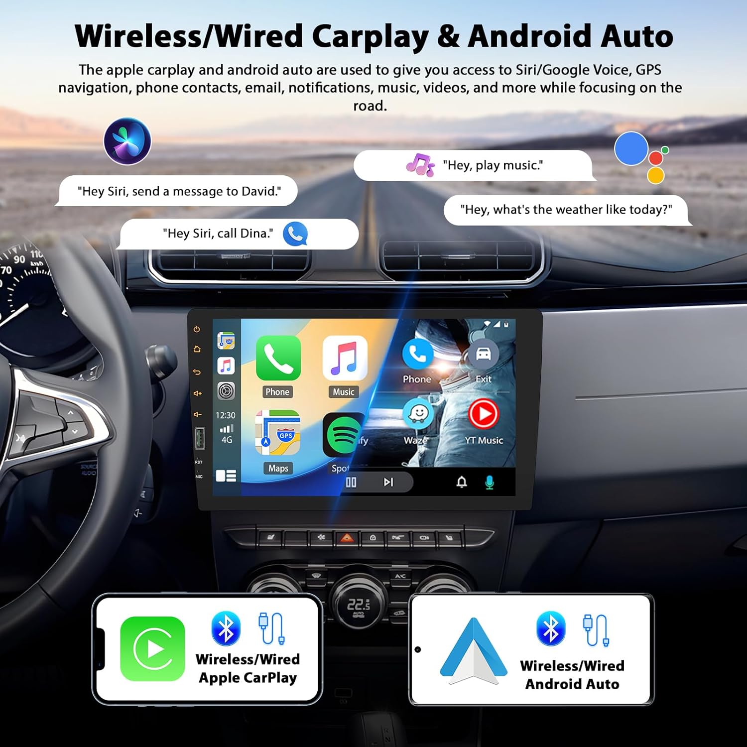 Inefala Autoradio Bluetooth 1 Din 9" Touchscreen - immagine 2