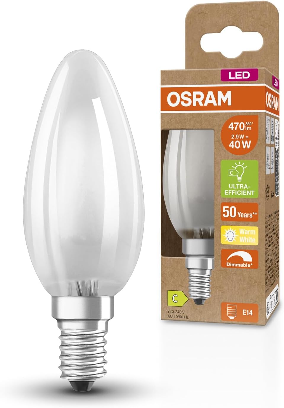 Osram SUPERSTAR+ CLASSIC B GLFR 40 E14 LED Dimmabile - immagine 1