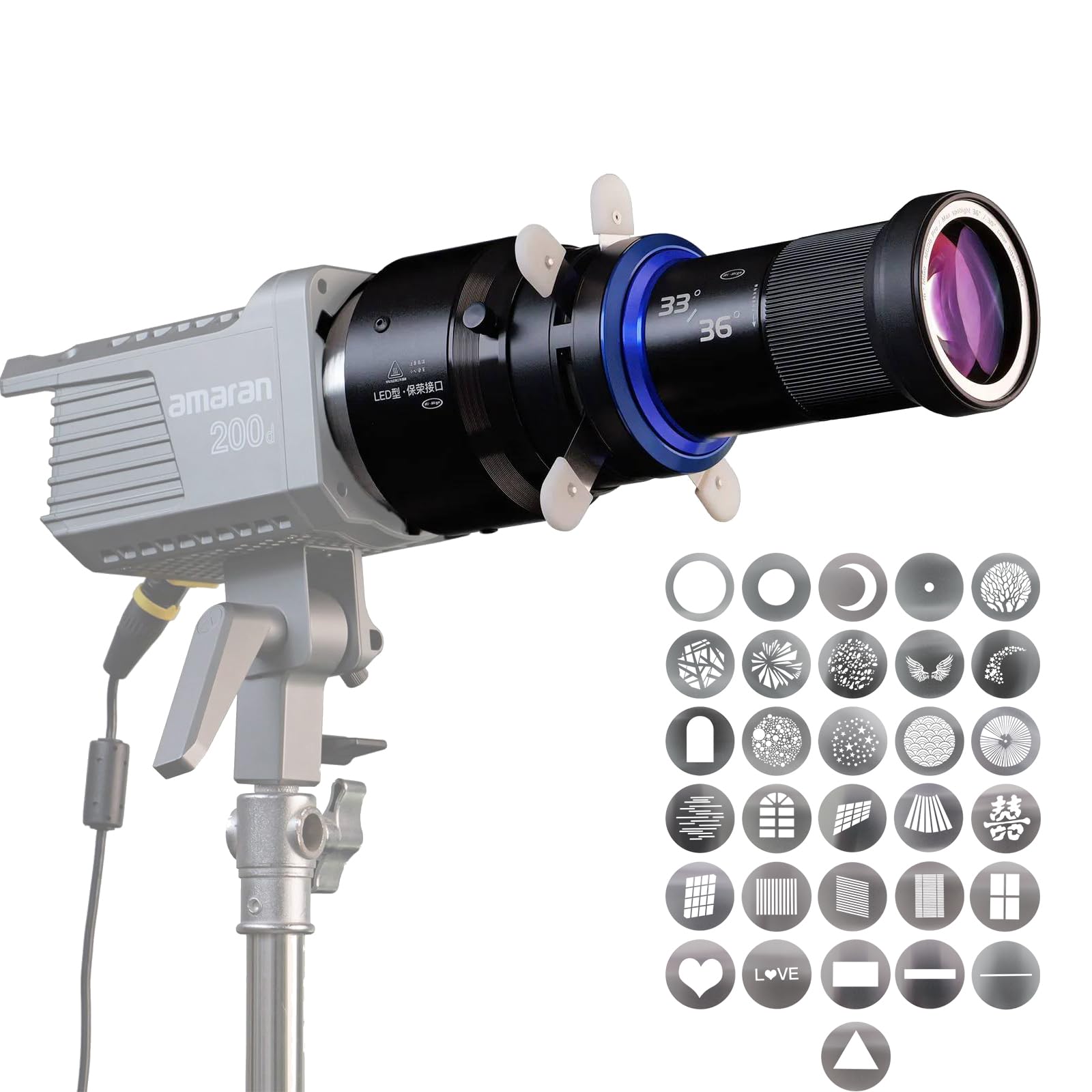 Bowens Mount Spotlight Gobo Projector per Aputure