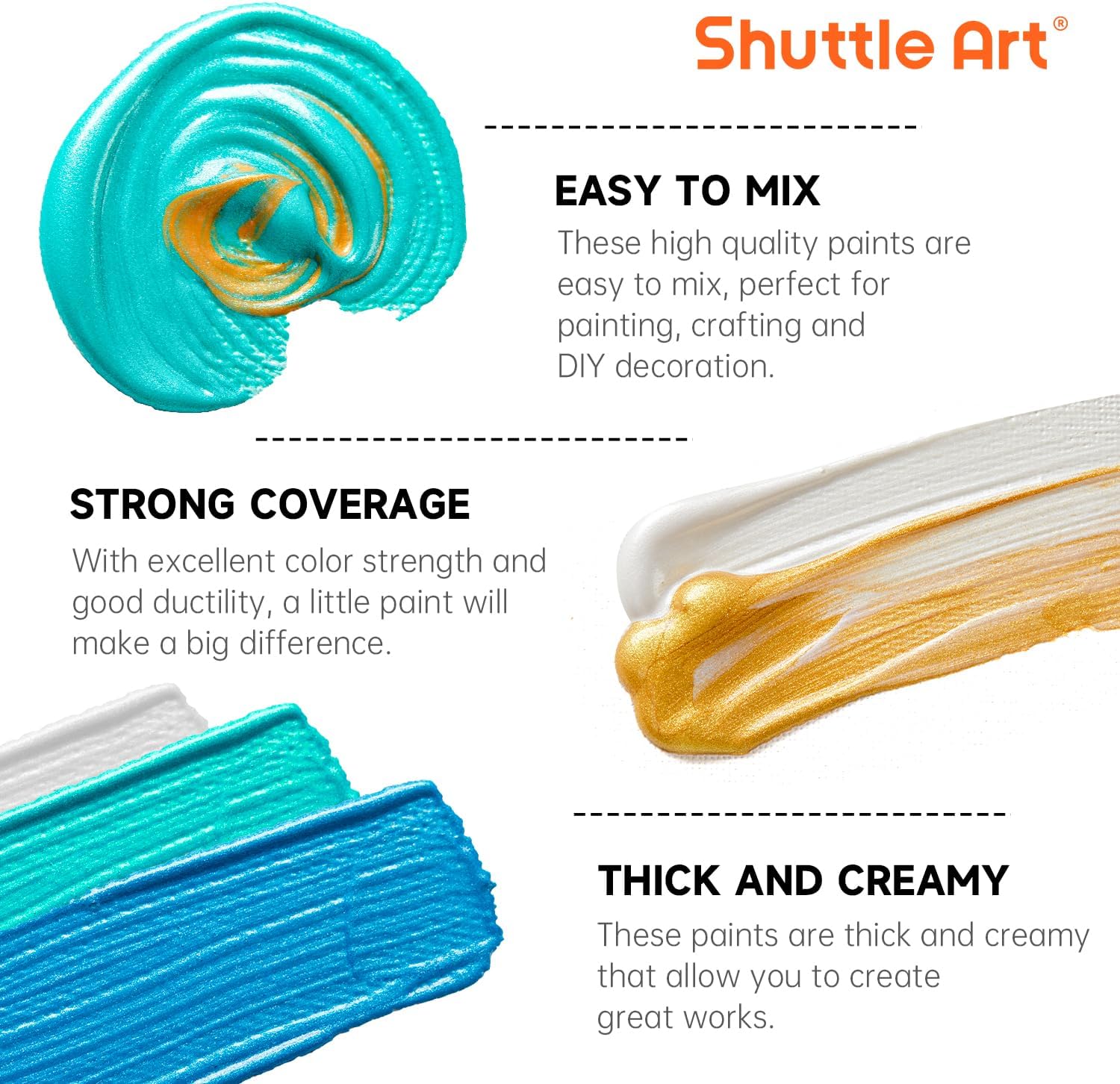 Shuttle Art 30 Colori Acrilici Metallizzati 60ml - immagine 5