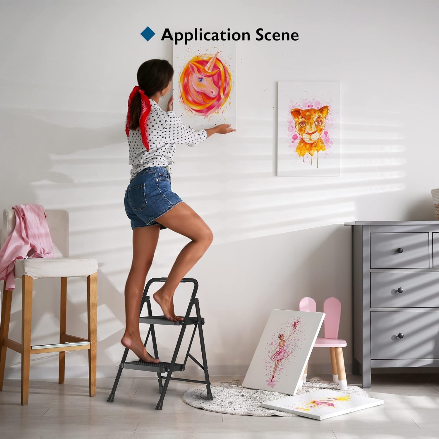 Bontec Scala a 2 Gradini Pieghevole, Nera - immagine 3