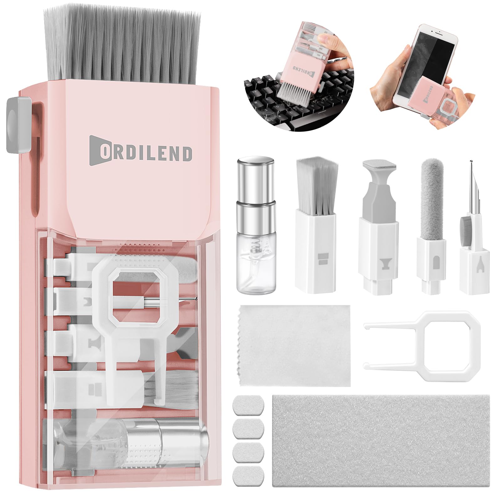 Ordilend 10 in 1 Kit Pulizia Tastiera pc Computer Laptop Spazzola Pulisci Schermo per airpods iphone ipad macbook Tablet Auricolari Bluetooth Smartphone Earbuds Headphones Fotocamera