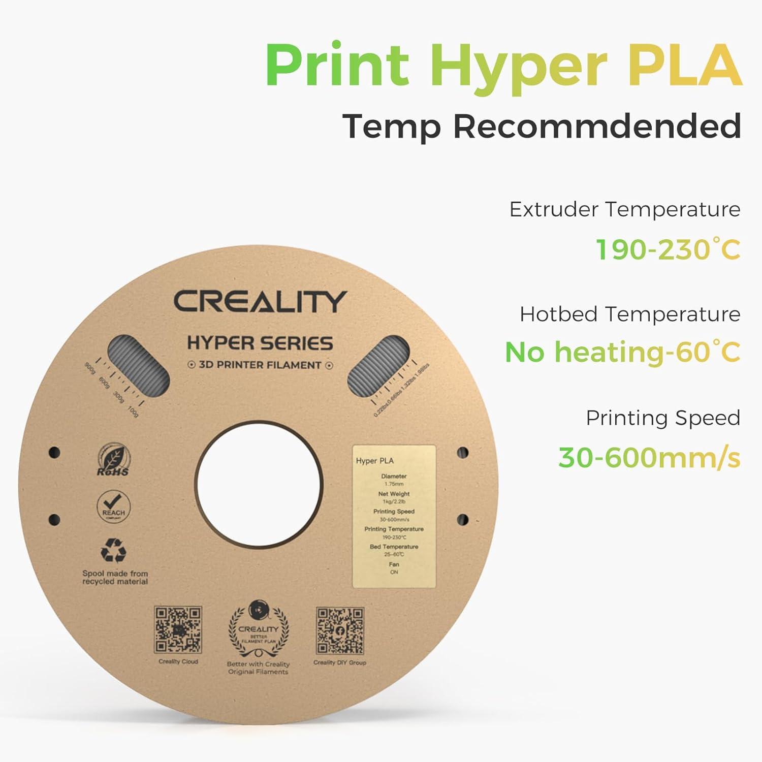 Creality Hyper PLA Filament 2KG Nero+Grigio - immagine 5