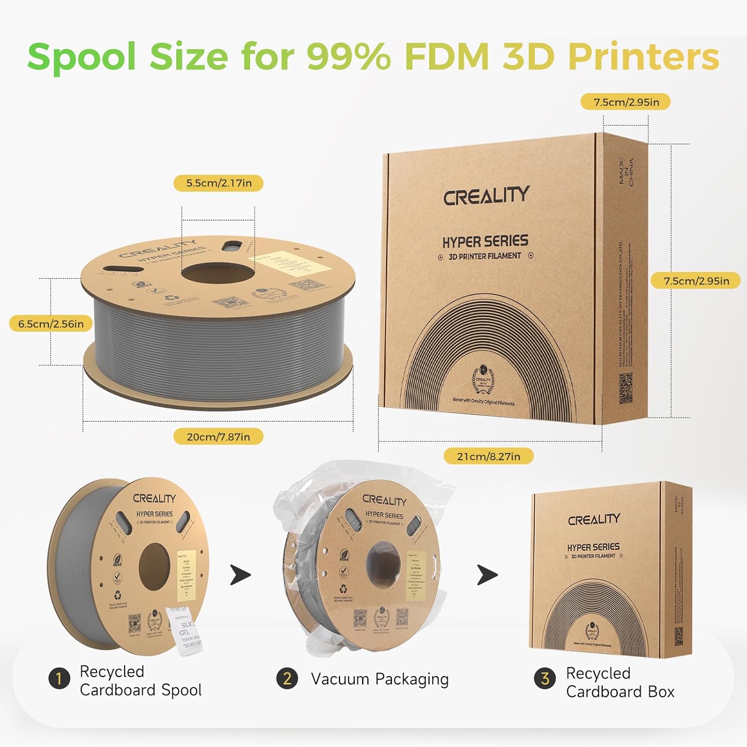 Creality Hyper PLA Filament 2KG Nero+Grigio - immagine 6