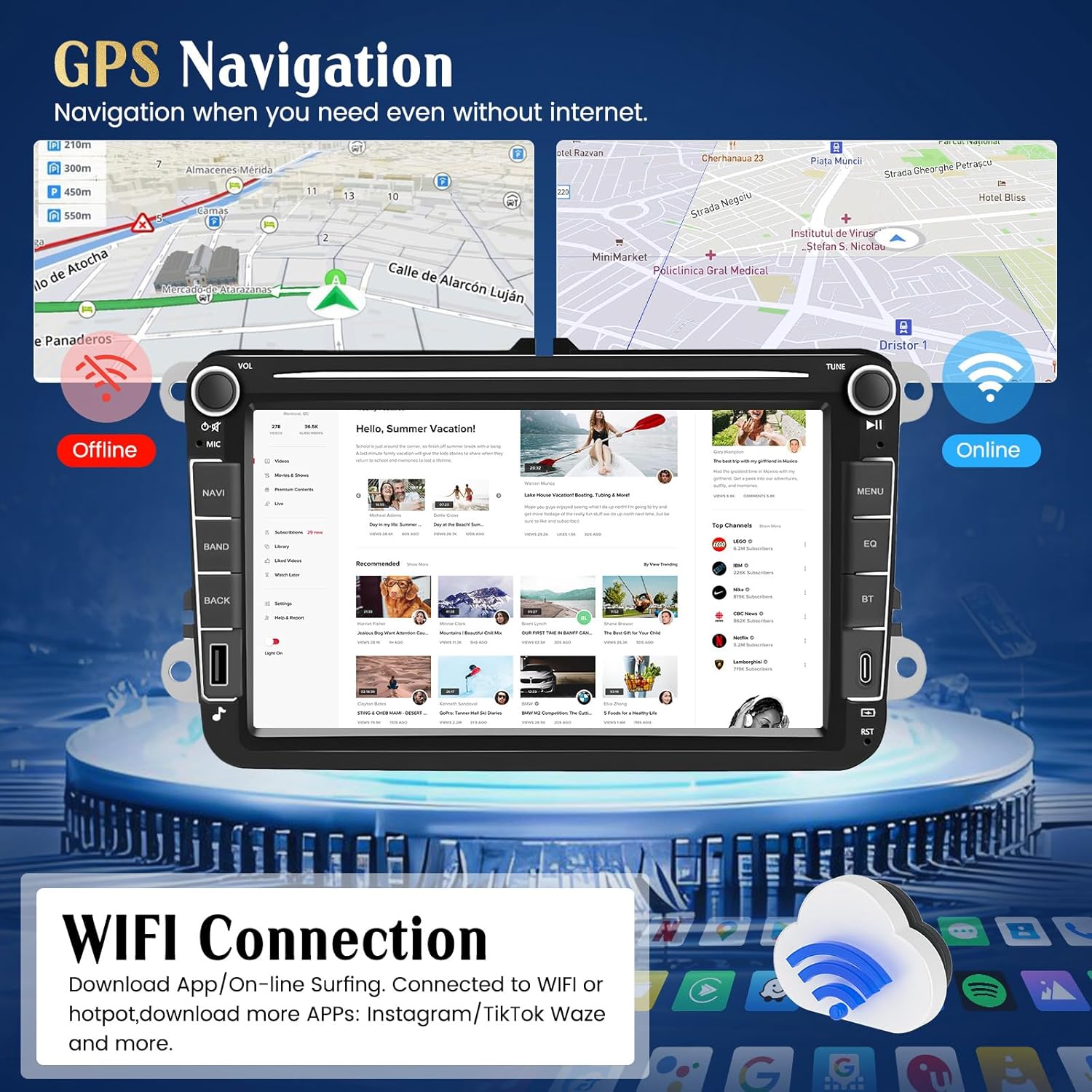 Hikity Autoradio Android 8 Pollici per VW Golf 5 6 - immagine 8