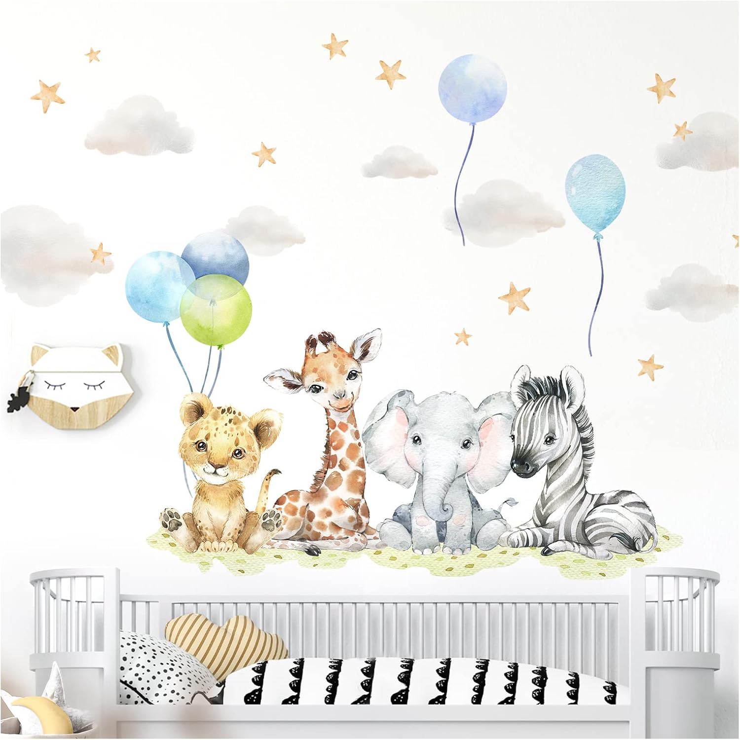 DL809-5 - Adesivo da parete, per cameretta bambini, motivo: animali Safari
