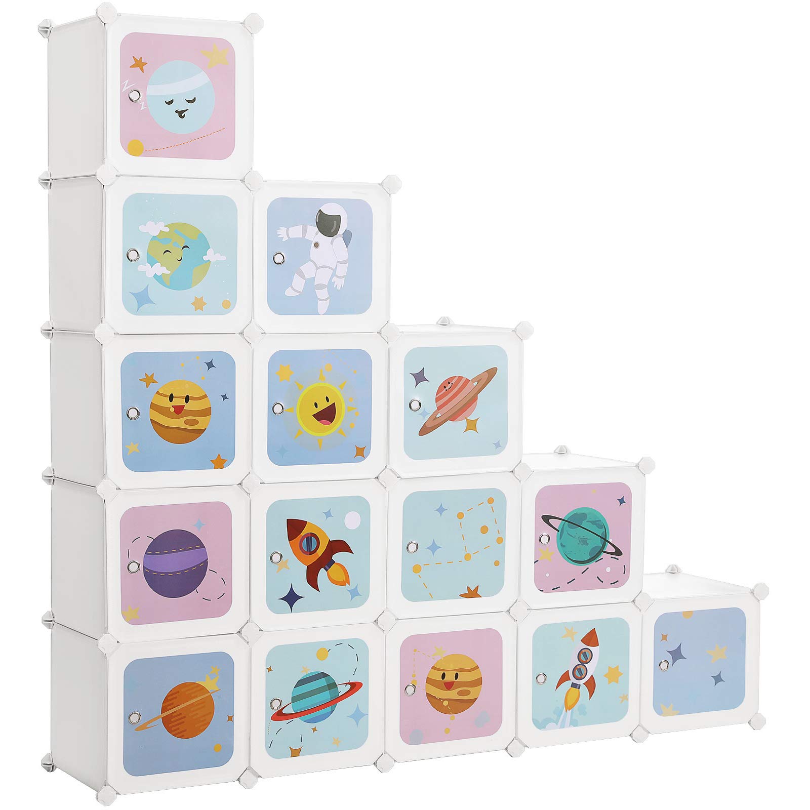 Songmics Scaffale Portaoggetti a 15 Cubi per Bambini Bianco