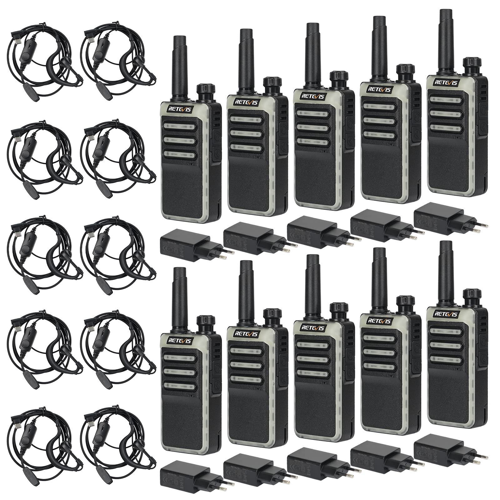 Retevis RB666 Walkie Talkie PMR446 Professionale (10 Pezzi)