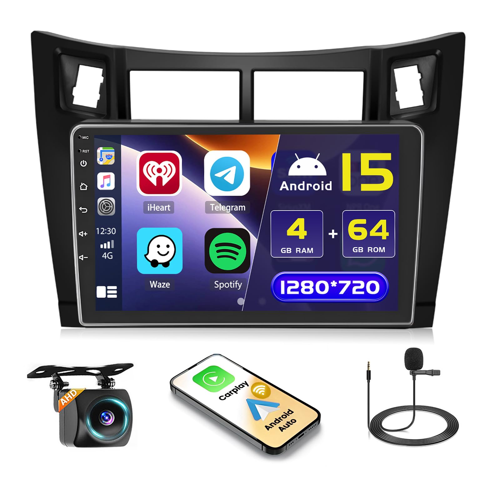 Hikity Android 15 Autoradio 9'' per Toyota Yaris (2005-2011)