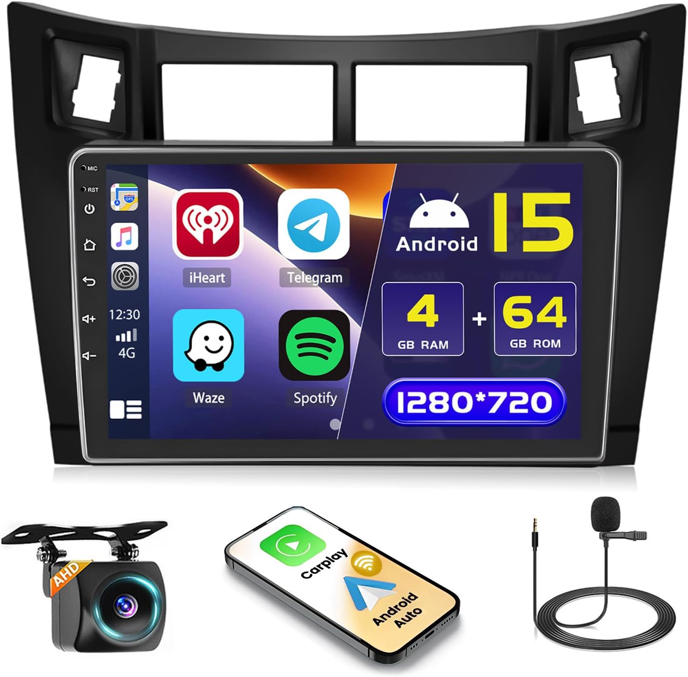 Hikity Android 15 Autoradio 9'' per Toyota Yaris (2005-2011) - immagine 1