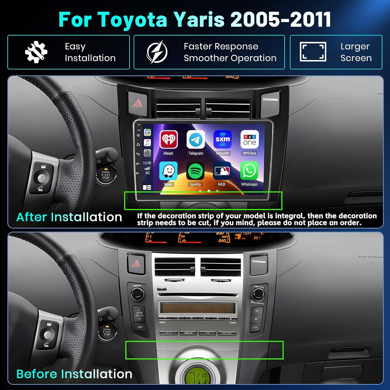 Hikity Android 15 Autoradio 9'' per Toyota Yaris (2005-2011) - immagine 2