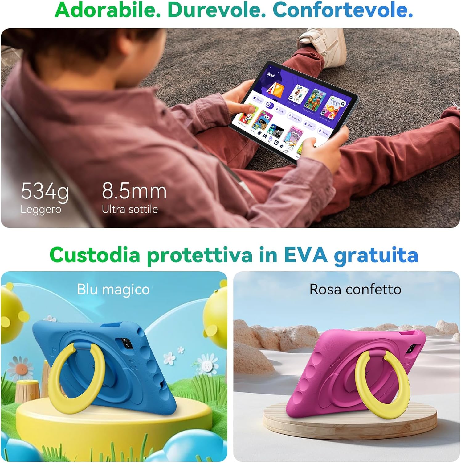Oscal Tablet Bambini 10 Pollici Android 15, Blu - immagine 3