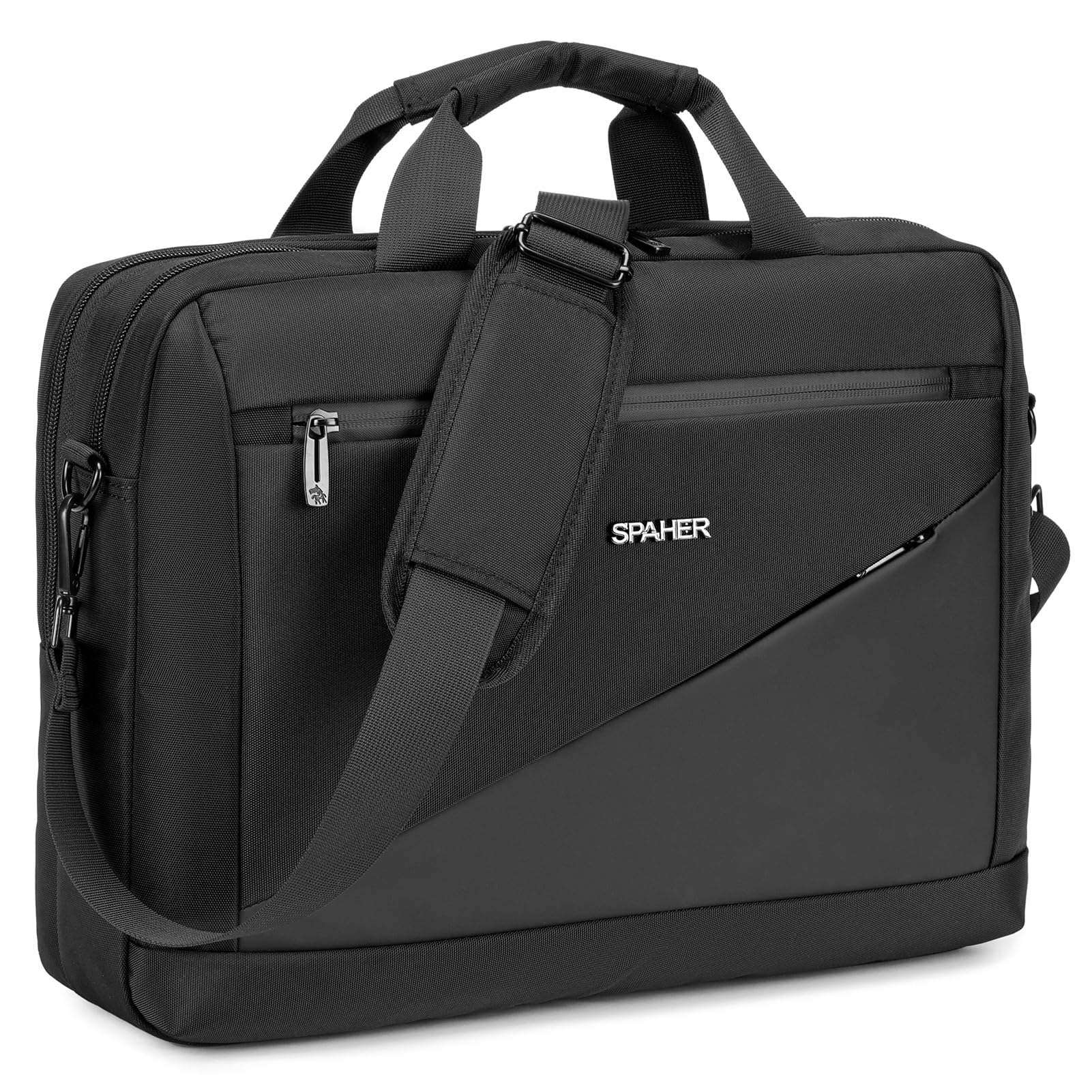 SPAHER Borsa Porta PC 15,6/16 Pollici Uomo Donna, Nero
