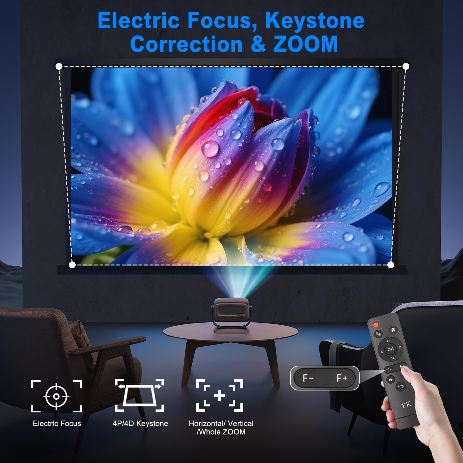 Proiettore Portatile 4K con Supporto Girevole 180° - immagine 3