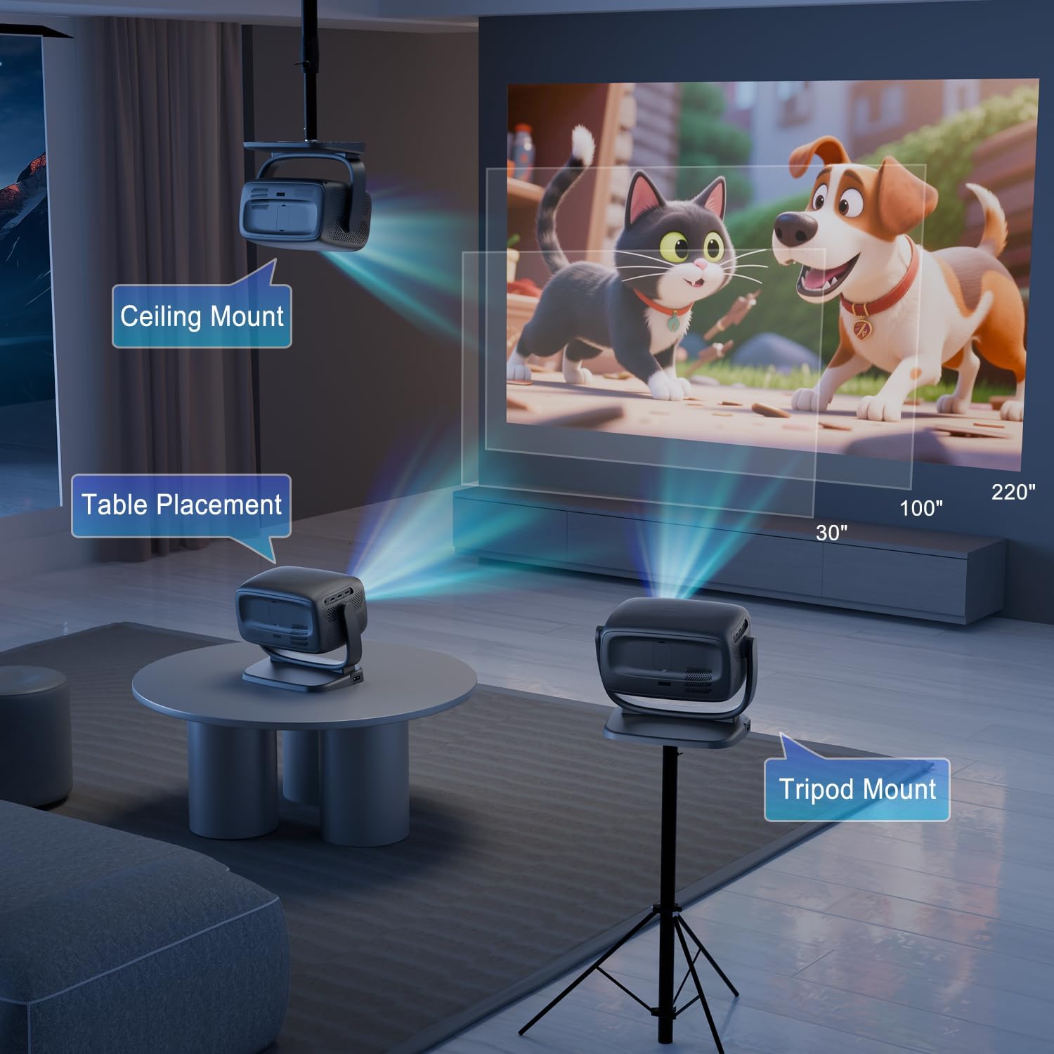 Proiettore Portatile 4K con Supporto Girevole 180° - immagine 5