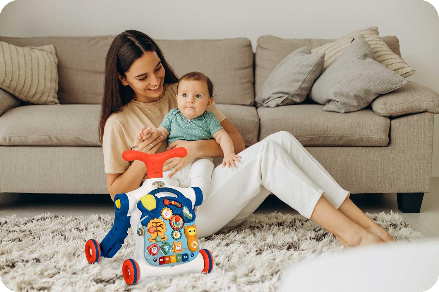 Tavolino educativo, lavagna, deambulatore interattivo, 5 in 1, blu, Ricokids - immagine 2